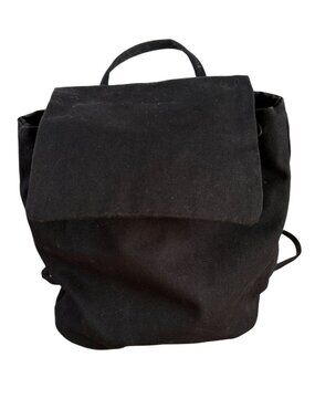 Baggu Black Canvas Mini Backpack Drawstring & Snap Closure